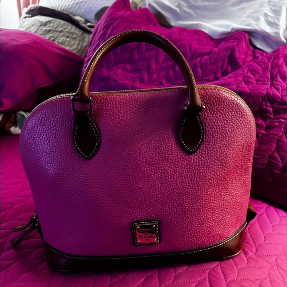 Dooney & Bourke Fuchsia and Dark Brown Satchel